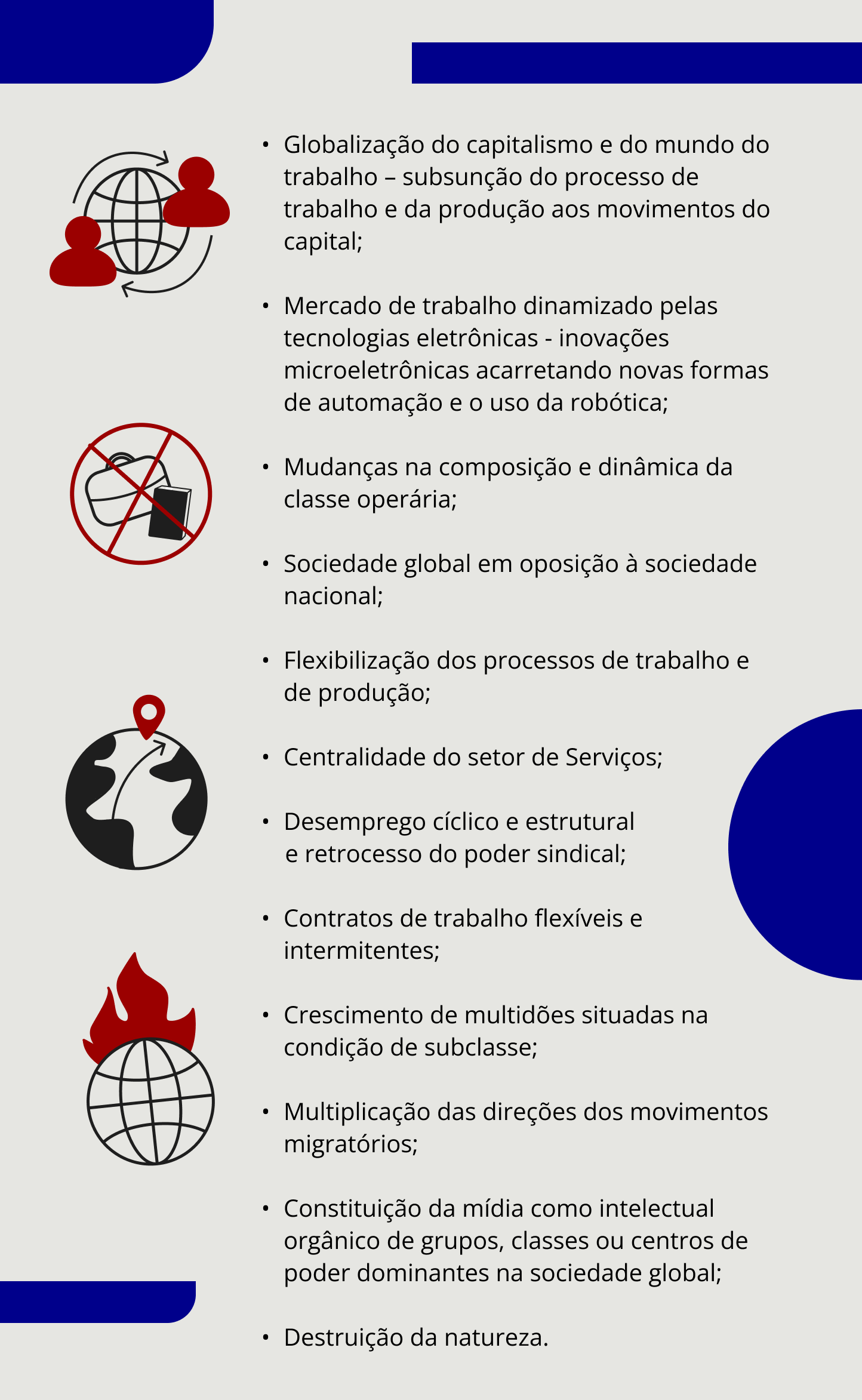 Características do mundo do trabalho orientado pela acumulação flexível do capital